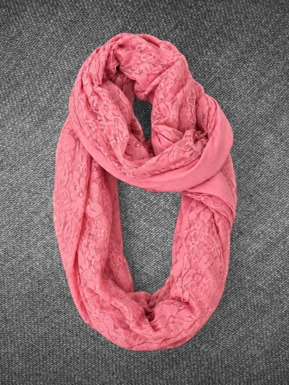 Claire’s Pink Floral Lace Infinity Scarf One Size